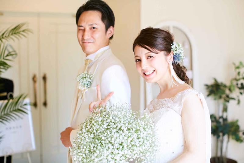 クラッチブーケかすみ草　プリザーブド　ブーケ　結婚式　ウェディング